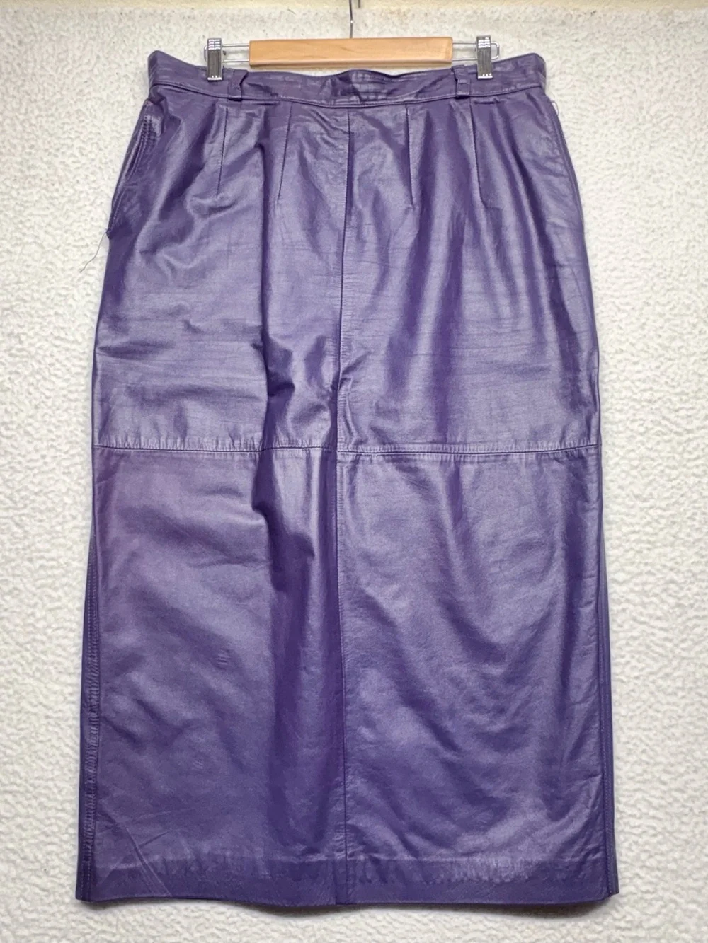 Vintage Dorado Fashion Purple Genuine Leather Midi Skirt 16W